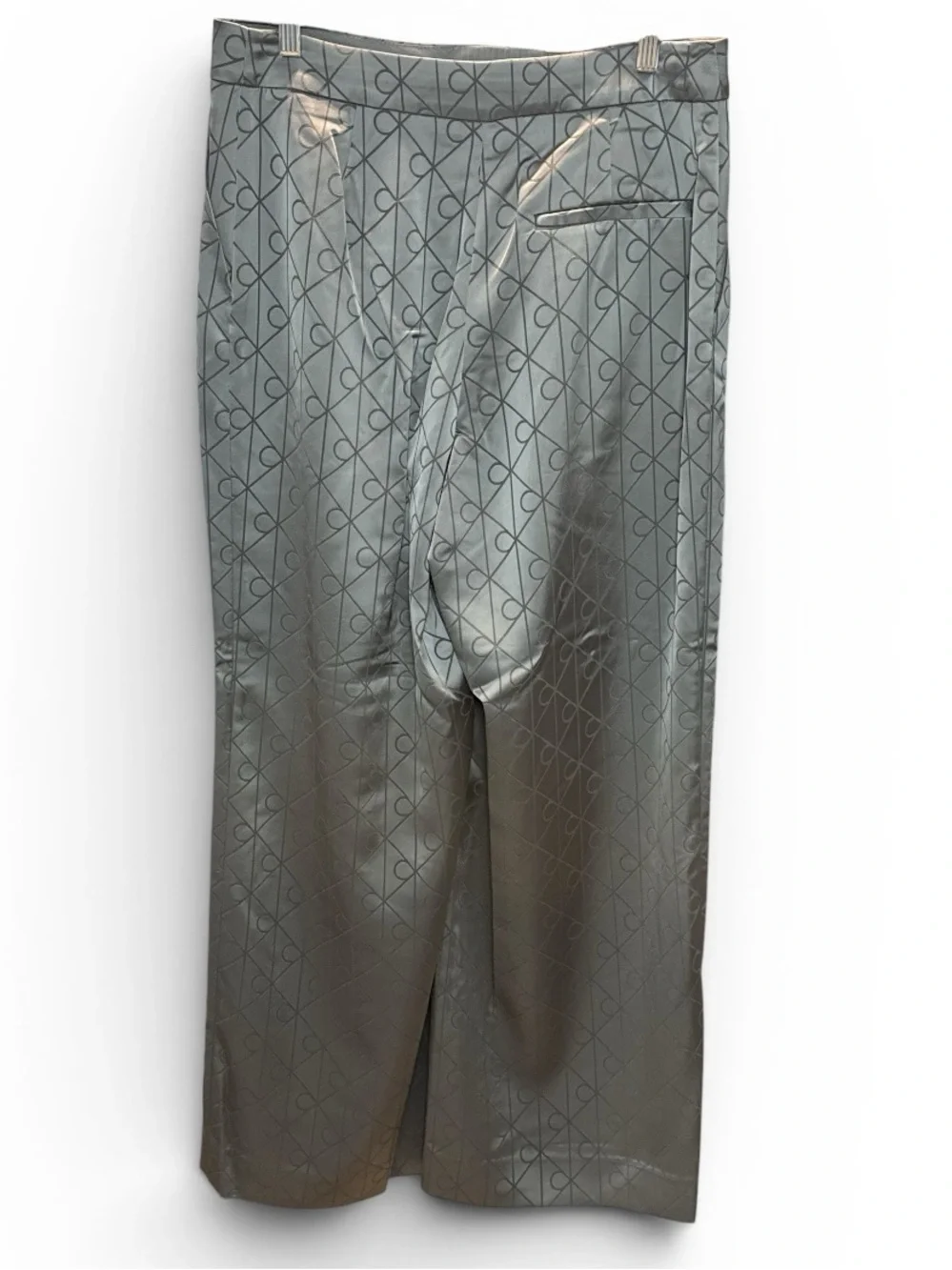 Calvin Klein Sleek Satin Wide Leg Pant in Grays Size 8